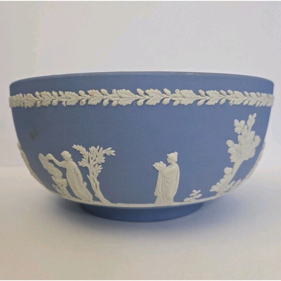 VTG Wedgwood Jasperware Bowl Aprox 8" The Sacrifice Greek Design 1972 Blue Matte - Picture 3 of 11